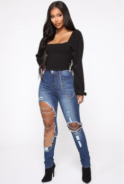 Casual Simple Ripped Jeans