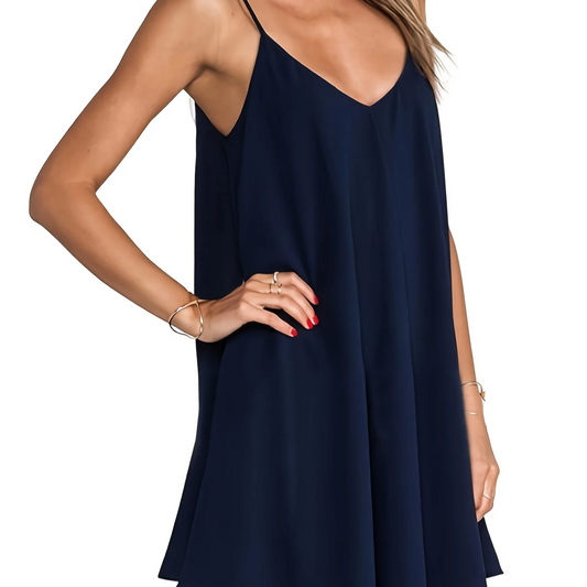 Women's Loose Backless Slip Cross Fashion Solid Color Dress