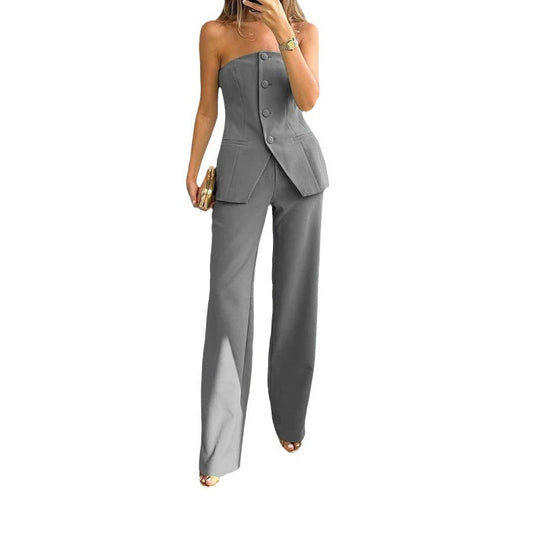 Maxime Casual Graceful Tube Top Suit Pants