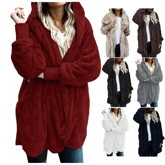 Women Winter Warm Coat Jacket Outwear Ladies Cardigan Coat Double Sided