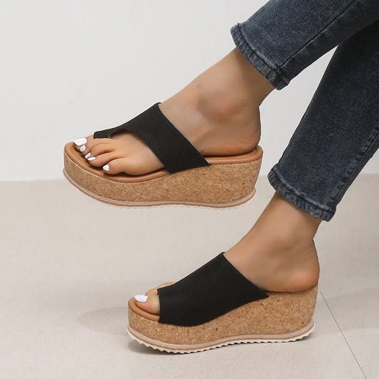 Women New Thick-sole High Heel Flip Flops Shoes