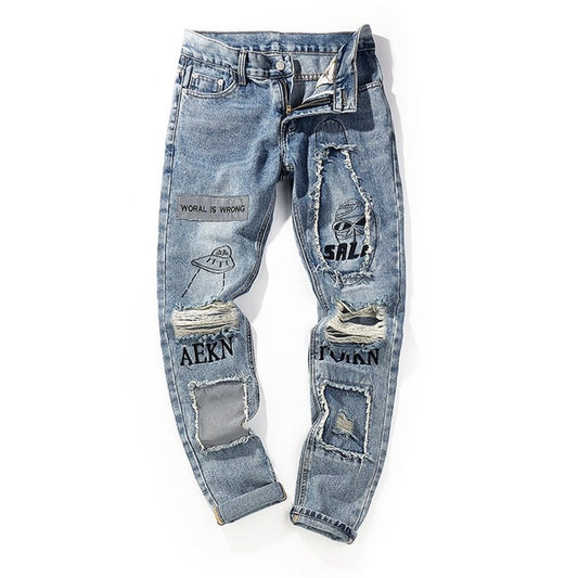 Maxime  jeans men and women personality tide brand light