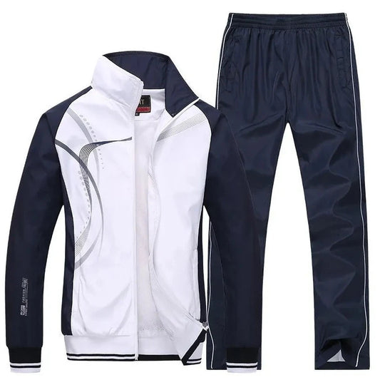 Men Tracksuit 2 Piece Sets Sports Suit Jacket+Pant Sweatsuit