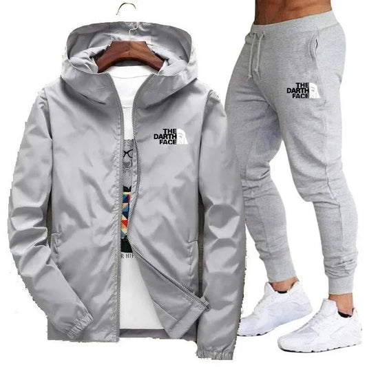 Men's fashion casual fitness jacket sportswear suit two-piece