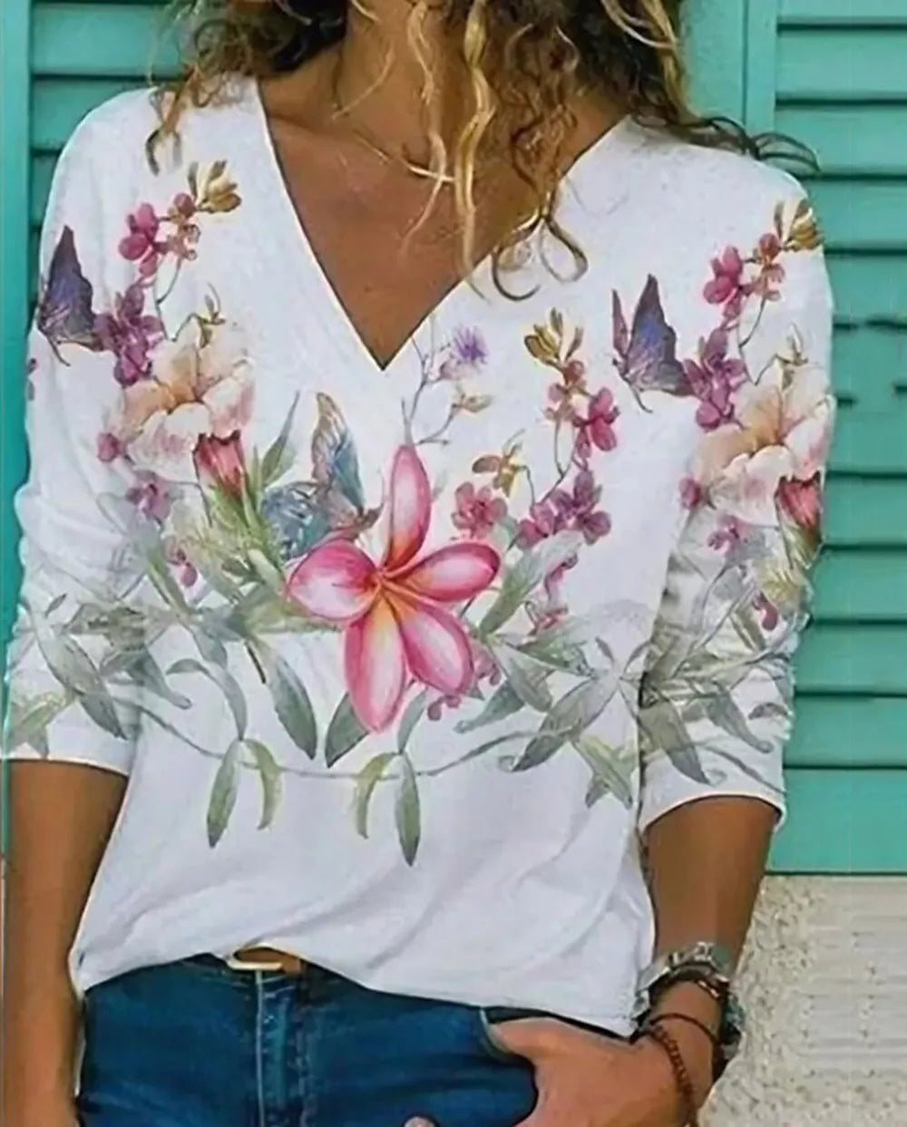 Women's T shirt Tee Tops Flower Casual Print Streetwear Sweatshirt Long Sleeve