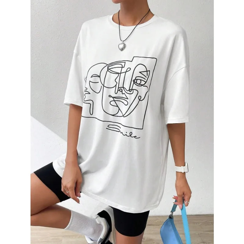 Female Tees Cotton Summer Casual Tops T shirts Plus Size
