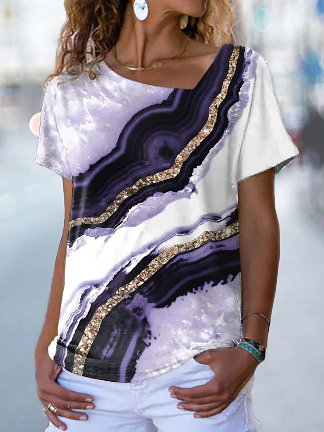 Women's T Shirt Graphic Print V Neck Basic Tops  XS-8XL/3D Printing