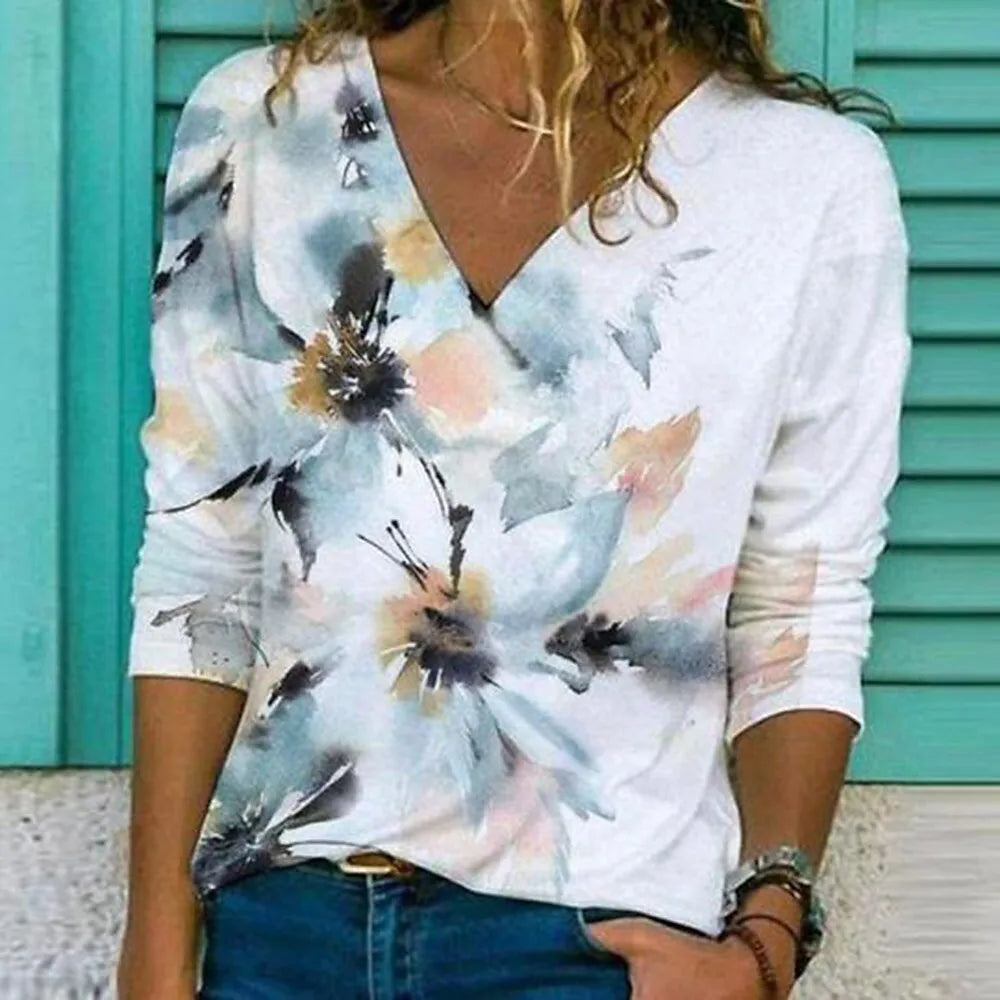 Women's T shirt Tee Tops Flower Casual Print Streetwear Sweatshirt Long Sleeve