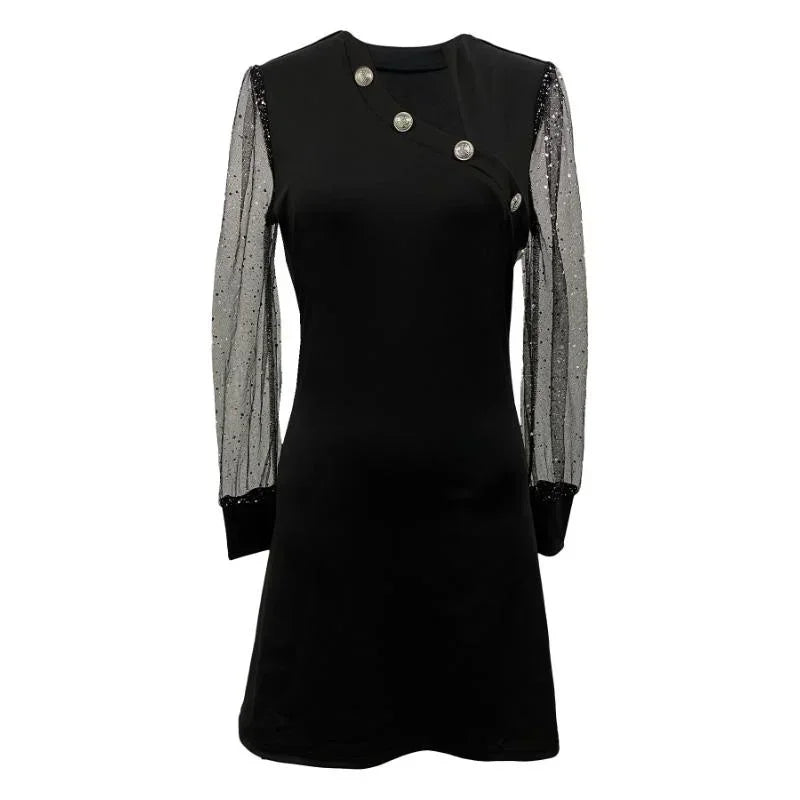 Maxime Elegant Black Midi Dress