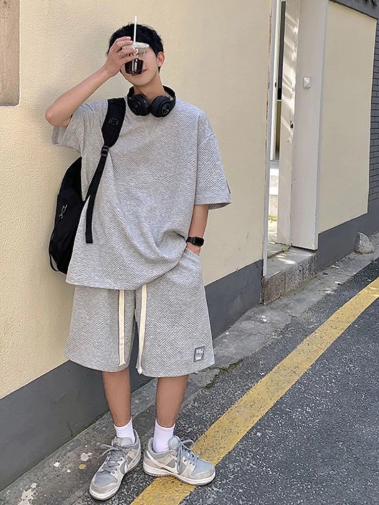 Men's Casual T-Shirt Fashion  Sleeve Two Piece Set for Unisex