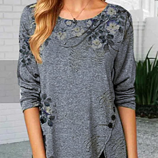 Women's Long Sleeve T-Shirt Round Neck Casual Top Polyester