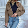 Women's Solid Color Hooded Corduroy Jacket