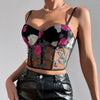 Maxime Vest Retro Net Yarn Flowers Embroidered Vest