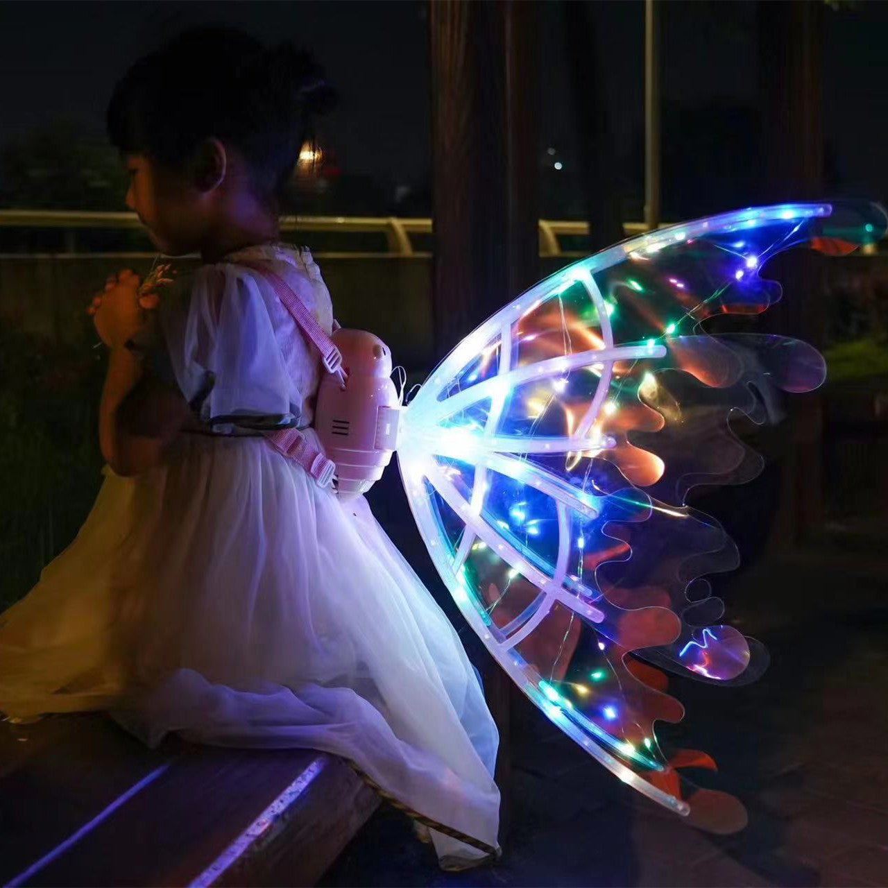 Girls Electrical Butterfly Wings With Lights Glowing Shiny Dress