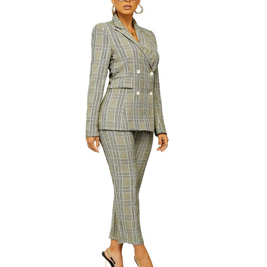 MAXIME Elegant Slim Plaid Business Suit