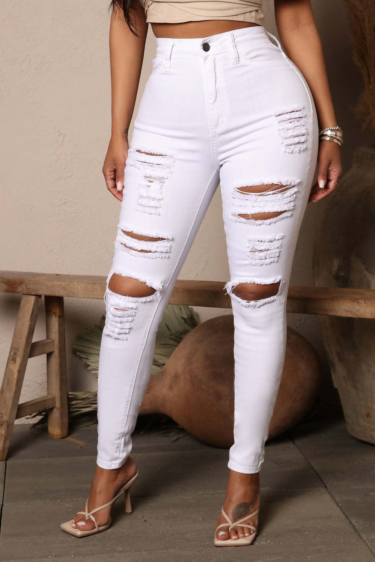 Stretch Ripped Jeans Women's