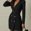 MAXIME V-Neck Double-Breasted Blazer Dress