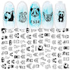 3D Hot Stamping Full Stickers Black And White Rose Heart-Shaped Ink Nail Decals