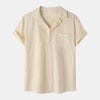 New Summer Cotton And Linen Short Sleeved Shirt Men