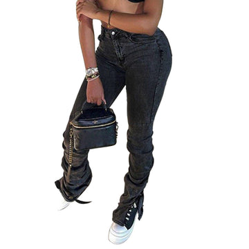 Women's Street Fashion Hem Slit Jeans