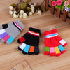 Knitted Thick Color Striped Full Finger Warm Gloves