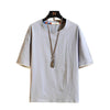 Cotton and linen short sleeve T-shirt men