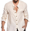 Cotton Linen Men's Long Sleeve Shirt