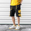 Hip hop shorts mens black casual street wear elastic shorts