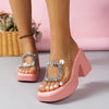 Women New Fashion Transparent Rhinestone Design Slippers