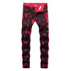 Skull red jeans men's casual jeans