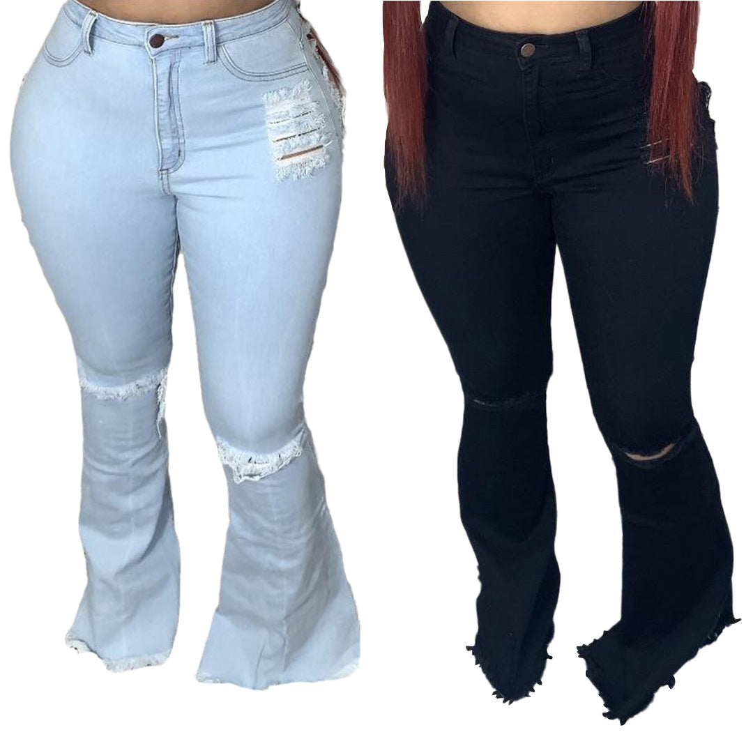 Stretch Plus Size Bell-bottom Pants