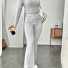 MAXIME Long Sleeve Turtlenecks Wide Leg High Waist Trousers Suit