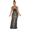 Mesh Evening Maxi Dress Spaghetti Straps Crystal Glam