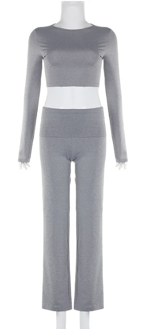 Maxime Round Neck Long Sleeve Two-piece Set