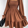 Maxime Square Neck Ruffled Swing Dress