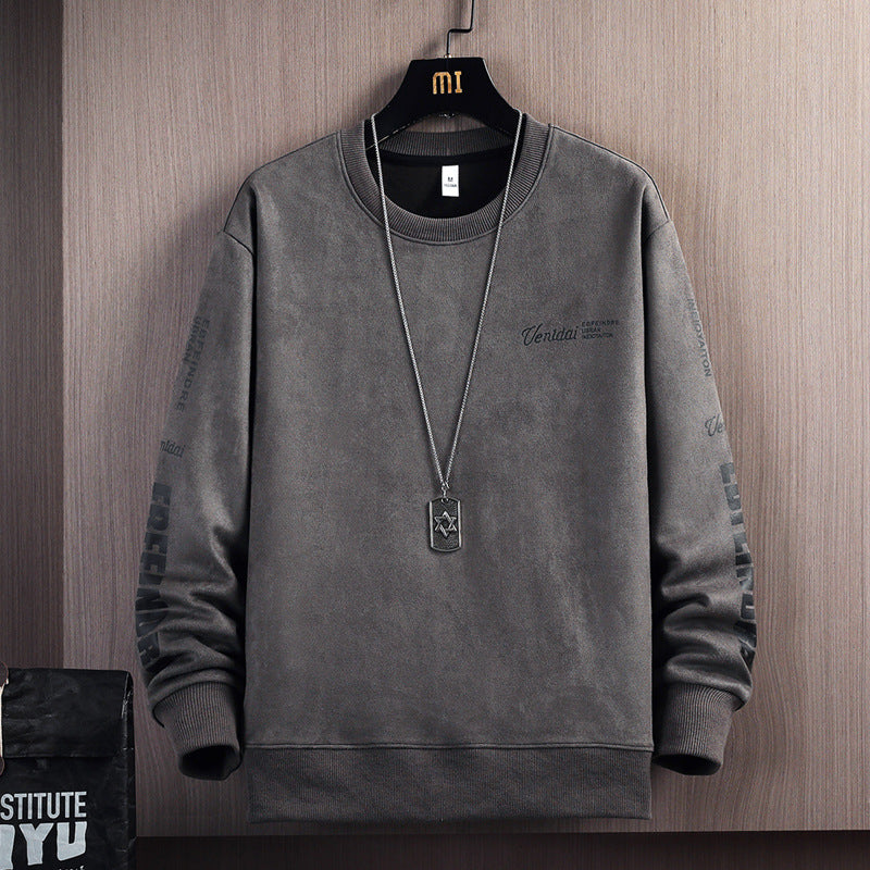 Trendy Casual Suede Round Neck Sweater For Men