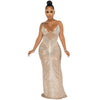 Mesh Evening Maxi Dress Spaghetti Straps Crystal Glam