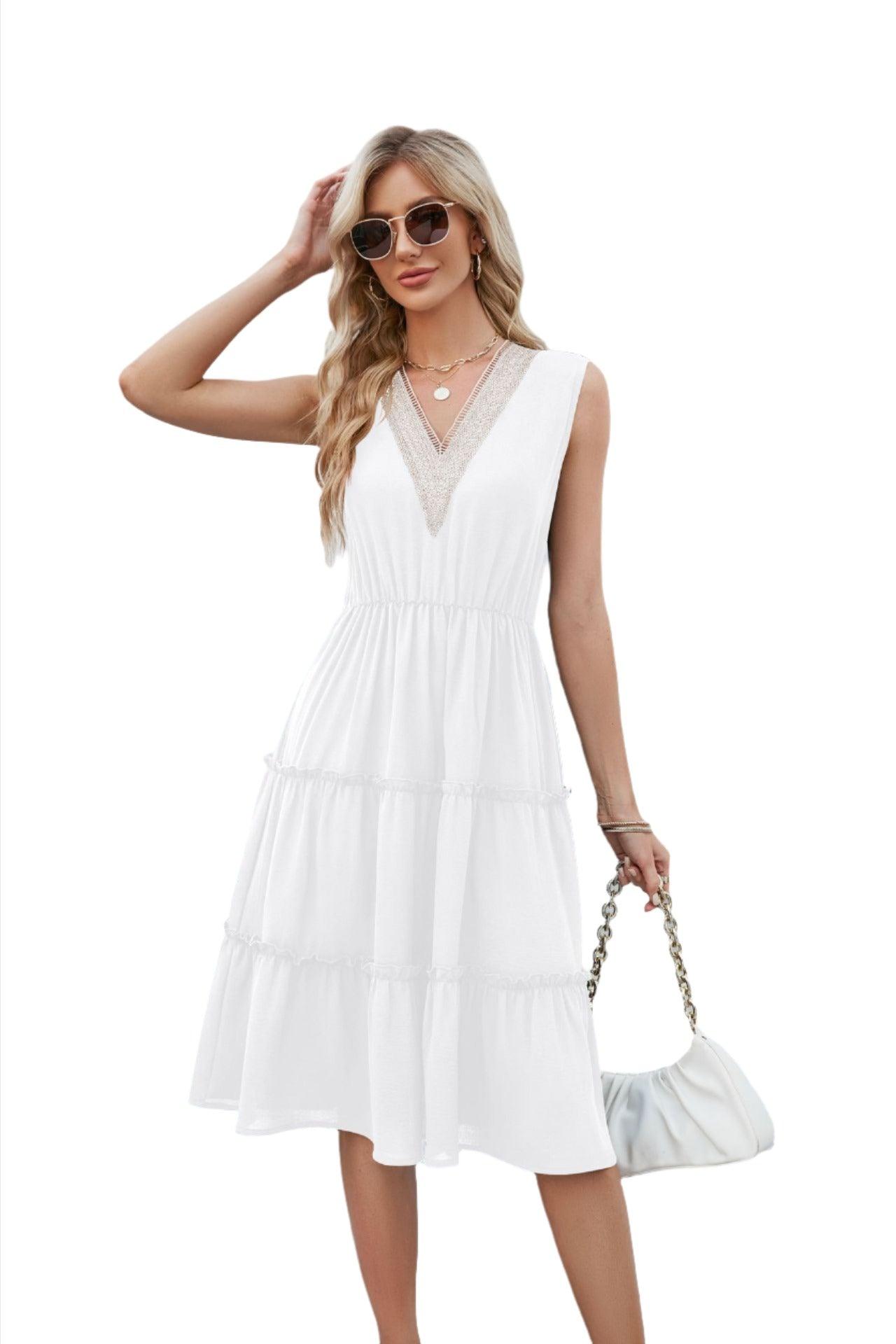 V-neck Women Elegant Dress Beach Summer - MAXIME