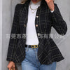 Women's Lapel Ruffled Slim Double-breasted Blazer