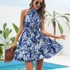 Women Floral Sleeveless Swing Chiffon Holiday Dress