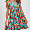 Leaf Print Dress Summer V-neck