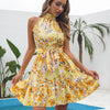 Women Floral Sleeveless Swing Chiffon Holiday Dress