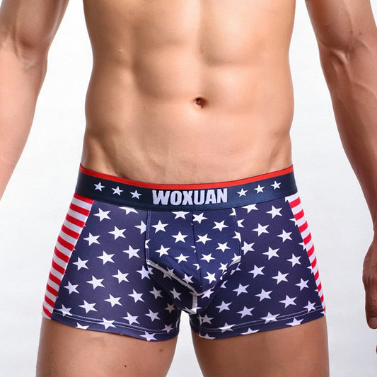 American flag printed ribbed boxers