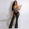 Maxime Deep V Rhinestone Jumpsuit