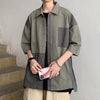 Men's Loose Vintage Patchwork Half Sleeve Shirt