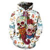 Hooded Skull Printed Loose Sports Sweater