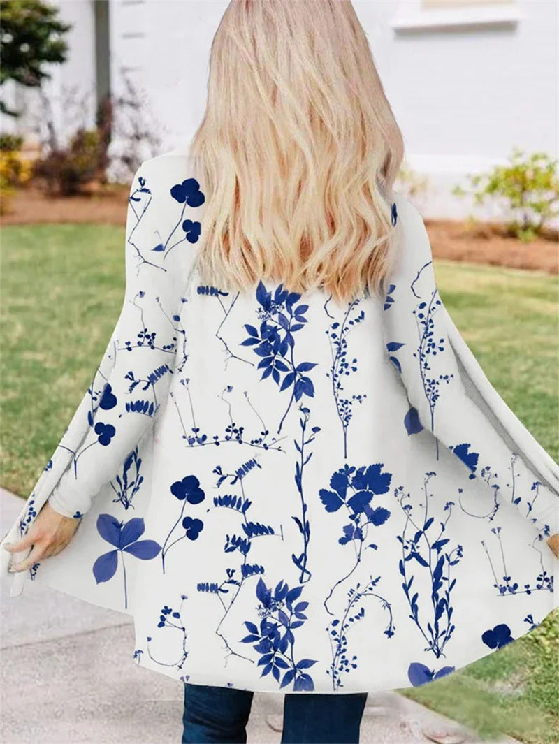 Printed Mid-length V-neck Trench Coat