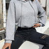 Women's Hooded Long-sleeved Patchwork Waffle Sweater - MAXIME