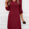 Maxime V-neck Long-sleeved Stripe Loose Dress - MAXIME