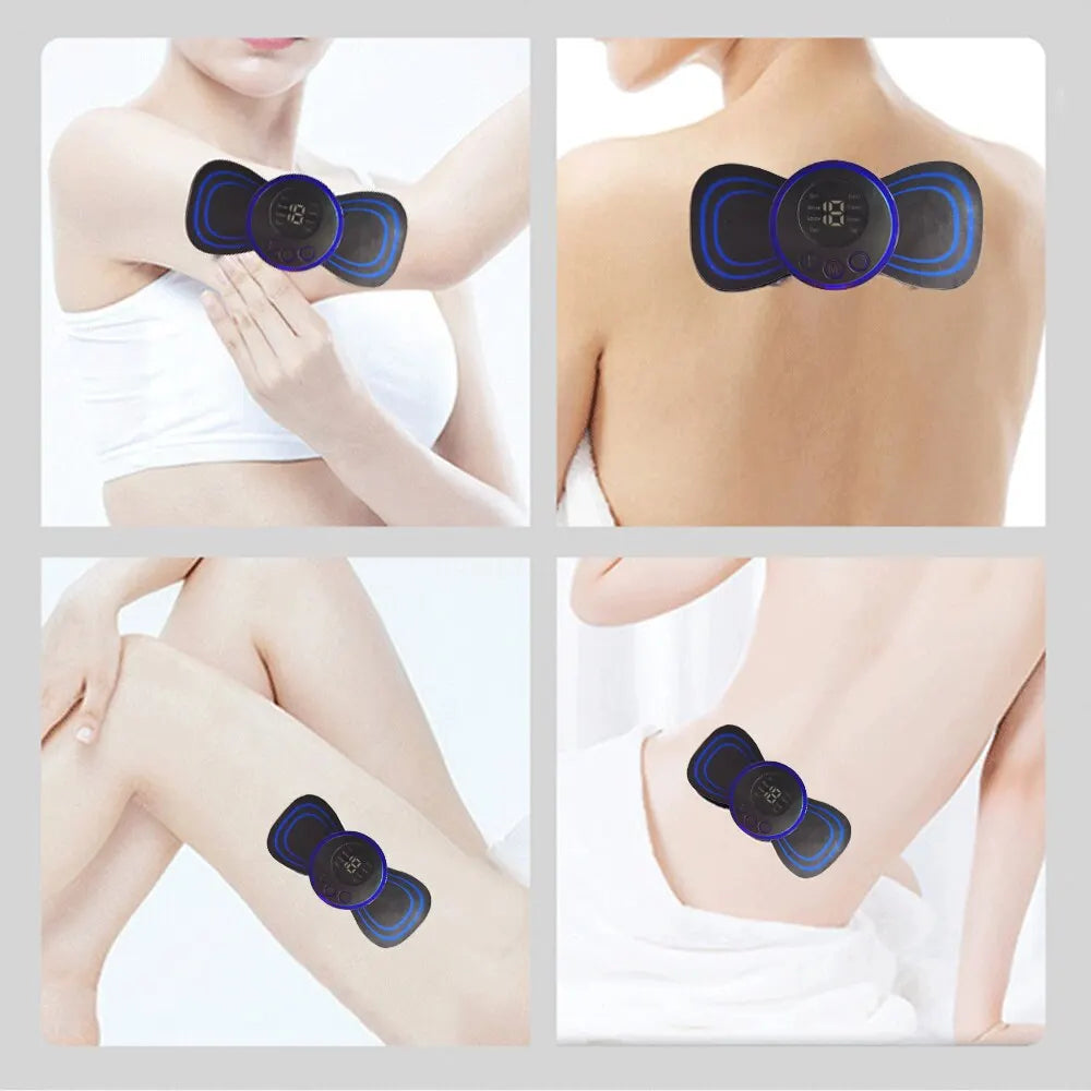 Maxime Mini Neck Rechargeable Massager Electric Neck Massage EMS Cervical Vertebra Massage Patch 8 Modes for Muscle Pain Relieve Relax